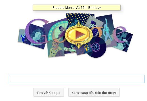 Logo Google ngày 5/9/2011: kỷ niệm sinh nhật Freddie Mercury lần thứ 65 logo google hom nay 05-09-2011