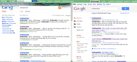 Tìm kiếm đồng thời trên Bing và Google