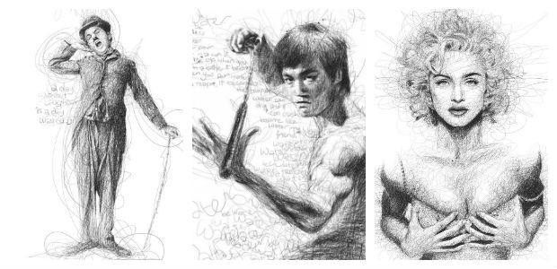 Các bức chân dung độc đáo từ đường vẽ…rối tung