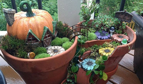 Những khu vườn tí hon đẹp đến ngỡ ngàng được làm từ chậu hoa vỡ