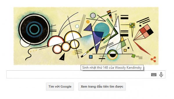 Logo Google hôm nay 16/12/2014: Chúc mừng sinh nhật lần thứ 148 của Wassily Kandinsky