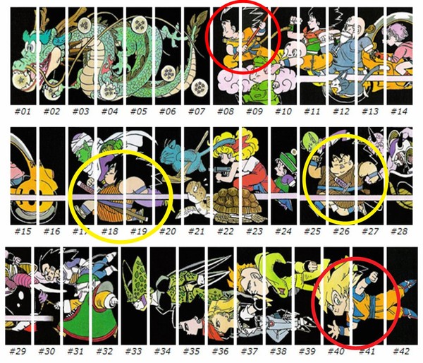 Goku và Yajiro đều xuất hiện 2 lần trong bức tranh lớn tạo thành khi ta xếp 42 tập truyện manga theo thứ tự với nhau.