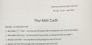 Thư mời cưới hài hước của chàng thanh niên Hà Tĩnh
