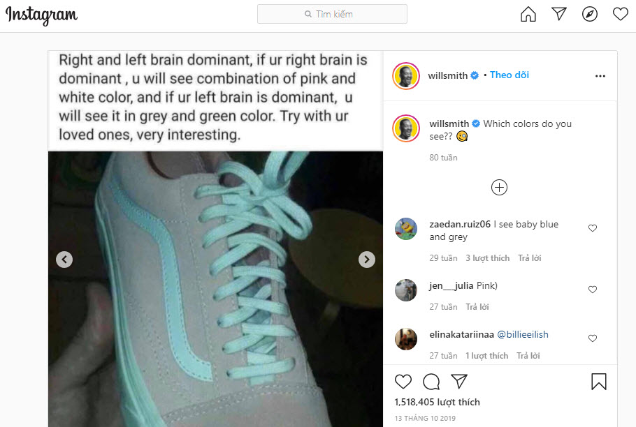 Thậm chí Instagram của Will Smith cũng chia sẻ lại. https://www.instagram.com/p/B3kGYs6BOJP
