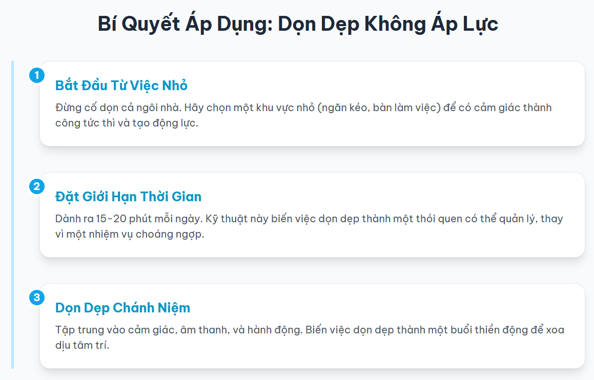 Bí Quyết Áp Dụng: Dọn Dẹp Không Áp Lực